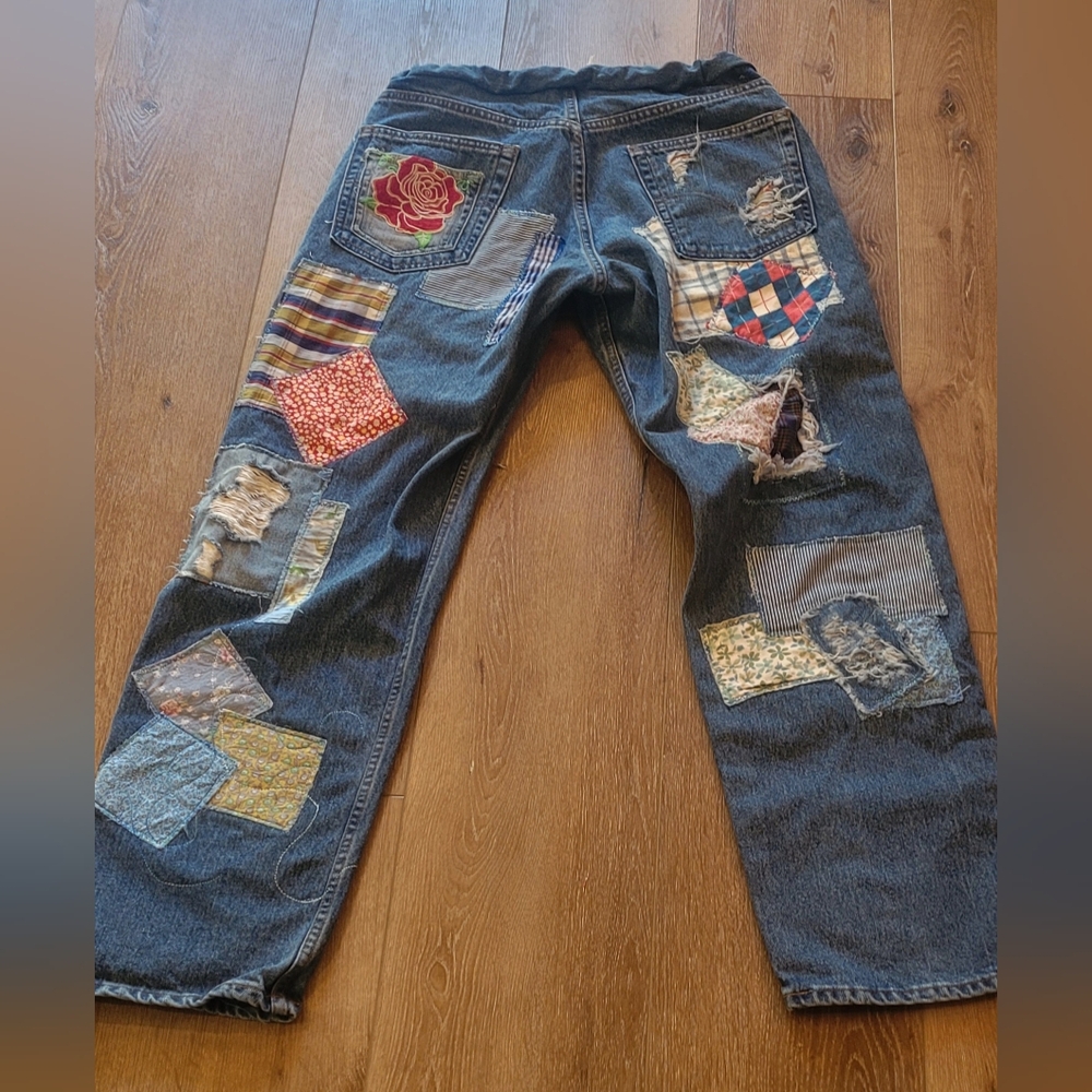 Upcycled & Handcrafted Patchwork Denim 569 34x34 … - image 4